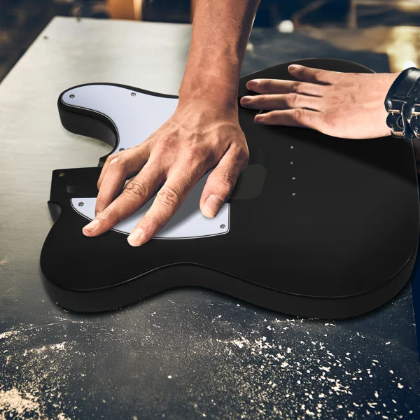 DIY 6 String TL Style Electric Guitar Kits with Mahogany Body, Maple Neck and Accessories Black view 5
