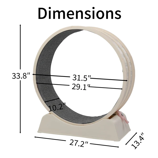 80*34*86CM, Off-white PP track connector assembly, circular design with gray carpet + 1 cat teaser stick, 15kg cat treadmill view 4