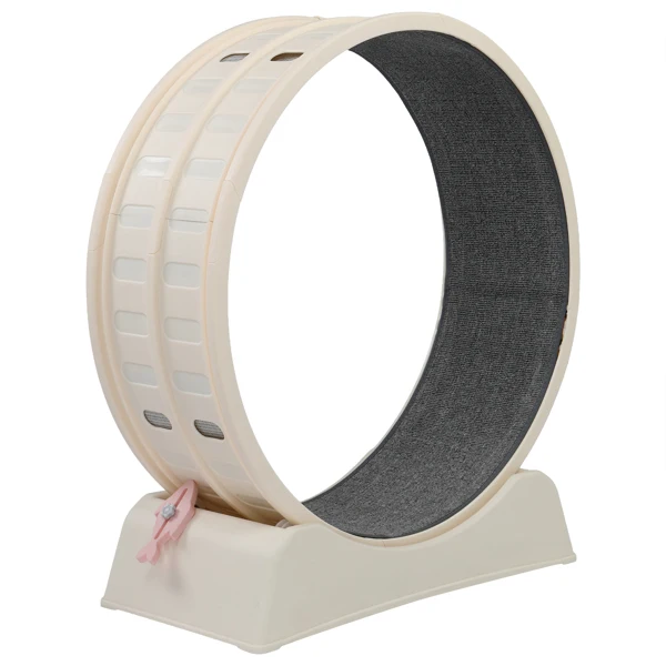 80*34*86CM, Off-white PP track connector assembly, circular design with gray carpet + 1 cat teaser stick, 15kg cat treadmill view 5