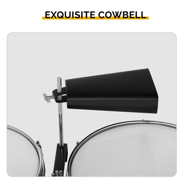Percussion 13" & 14" Timbales Drum Set with Stand and Cowbell Silver view 4