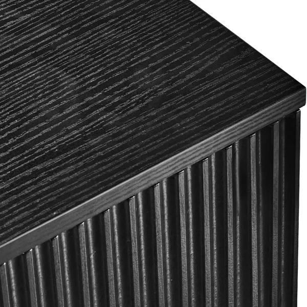 Handleless Grille-Finished 4-Drawer Bedside Table P2 Particleboard + MDF & Melamine Veneer + Thermoformed Drawer Dresser 23.62*14.96*30.71in Black view 6
