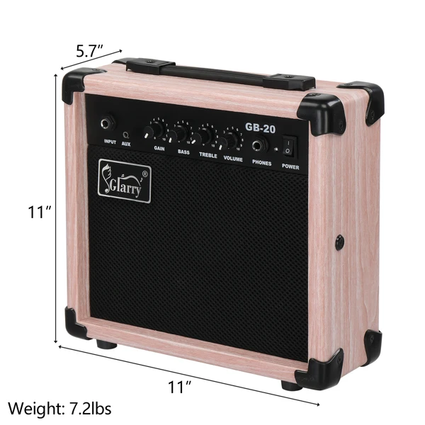 [Do Not Sell on Amazon] 20W GB-20 Electric Bass Guitar Amplifier Natural Color view 5