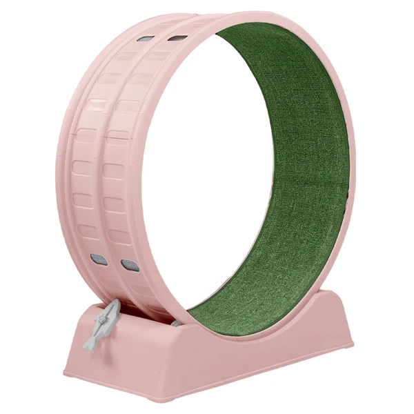 80*34*86CM Pink PP track connector assembly, circular design with green carpet + 1 cat teaser stick, 15kg cat treadmill view 5