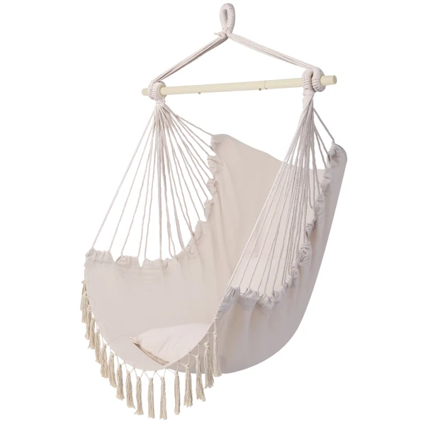 Pillow Tassel Hanging Chair Beige view 4