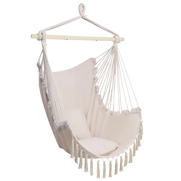 Pillow Tassel Hanging Chair Beige view 5