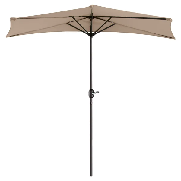 9FT Outdoor Half Patio Umbrella - Balcony Furniture, Beige view 2