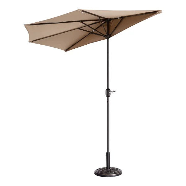 9FT Outdoor Half Patio Umbrella - Balcony Furniture, Beige view 4