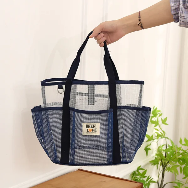 Blue Summer Pool Beach Handbag Quick drying Mesh Storage Bag