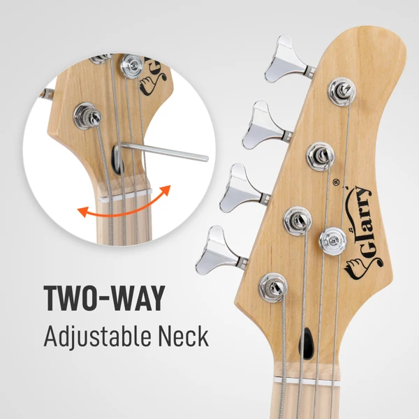 4 String 30in Short Scale Thin Body GB Electric Bass Guitar with Bag Strap Connector Wrench Tool Burlywood view 5