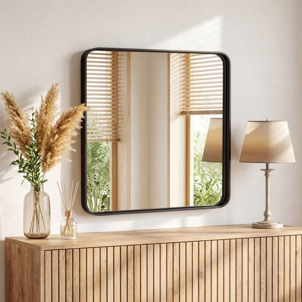 Anti-Fog Bathroom Wall Mirror – 36" x 36" Shatterproof Mirror with Rectangular Metal Frame, Black (Shipment from Walmart)