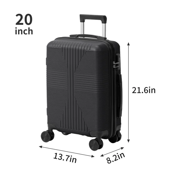 PP Trolley Case 20in 24in 28in 3PCS Suitcase Set Black view 3