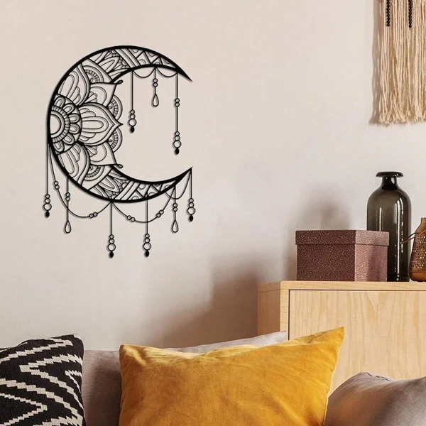 CIFbuy Mandala Moon Wall Art iron Wall Hanging for Yoga Meditation Room Decor view 5