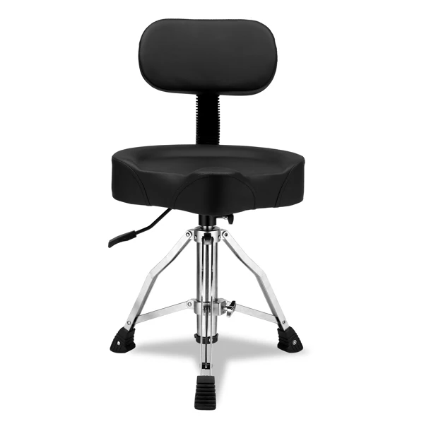 Drum Throne with Backrest, Hydraulic Drum Stool Adjustable Height, Heavy Duty Hydraulic Drum Seat Saddle Design for Drummers Black view 2
