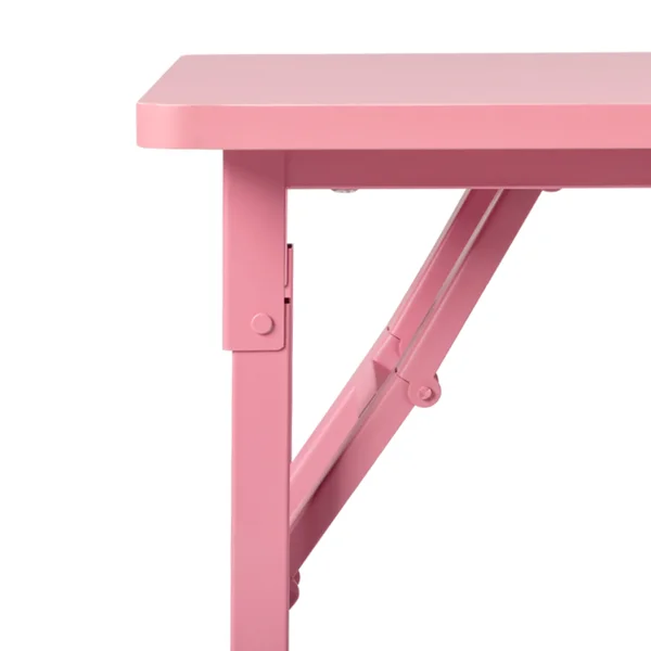 Nail Desk Folding Table, Pink MDF Manicure Station w/ 2 Drawers & 1 Door Cabinet for Nail Art Salon Home Beauty view 4