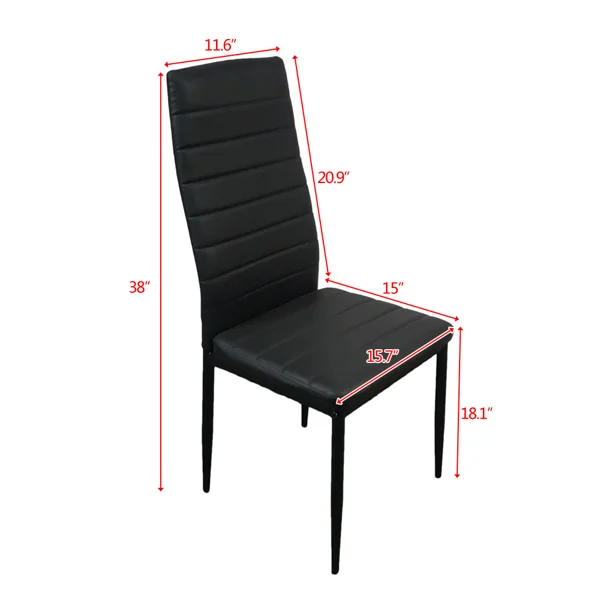 4pcs Elegant Assembled Stripping Texture High Backrest Dining Chairs Black(Replace encoding:13028198-18410366) view 4