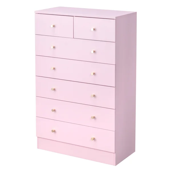 Modern Simple 7-Drawer Dresser Pink view 4