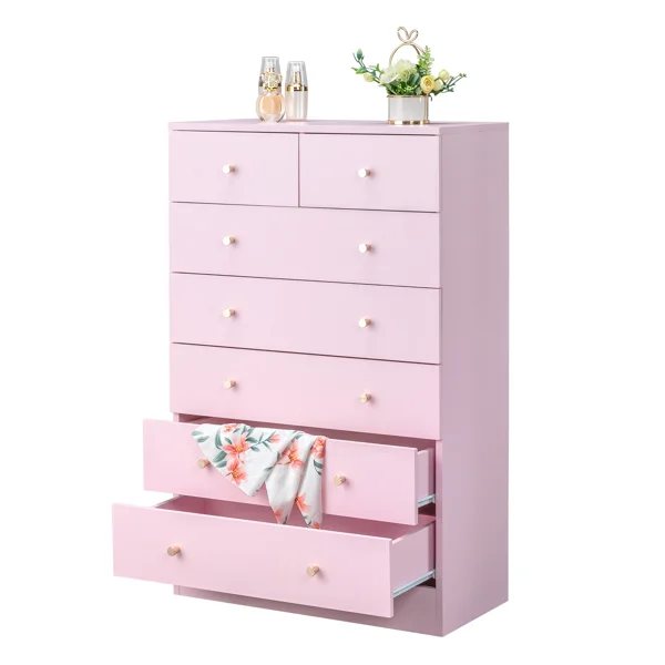 Modern Simple 7-Drawer Dresser Pink view 5