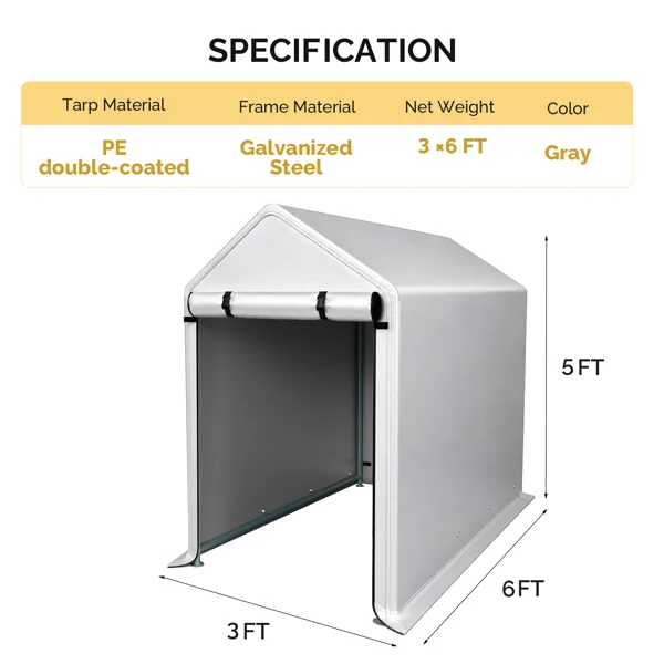3x6 FT Storage Shed, Heavy Duty Bike Tent view 3