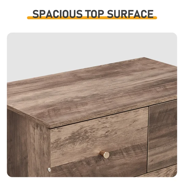 R279-9 Gray Particleboard with Textured Melamine Finish, 66*40*111cm, 4+2 Drawer Cabinet, Matte Gold Handles view 6