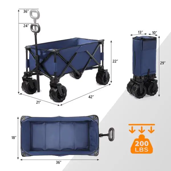 42*22*36inch Blue Garden Folding Cart view 3