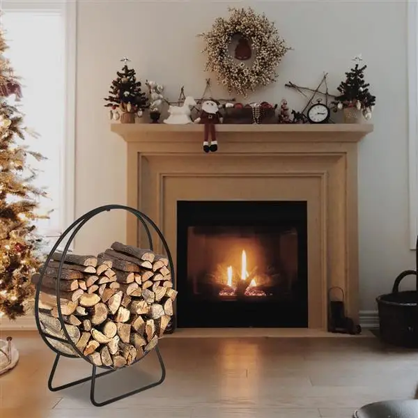 Black Sand Pattern Single Layer 4 Feet Long 24 Inches High With Arrow Style Indoor And outdoor iron fireplace firewood stand view 5