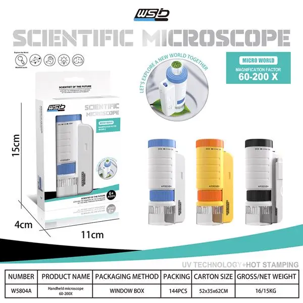 Children's handheld microscope Optical HD portable microscope, microscope with LED light, biological education science experiment toy gift. (blue) view 3