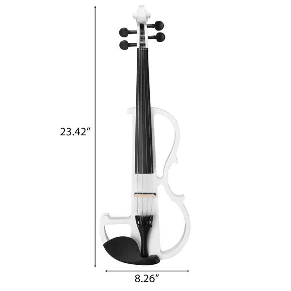 Full Size 4/4 Bunnel Edge Electric Silent Violin with Case Bow Rosin Headphone Connecting Line White view 5