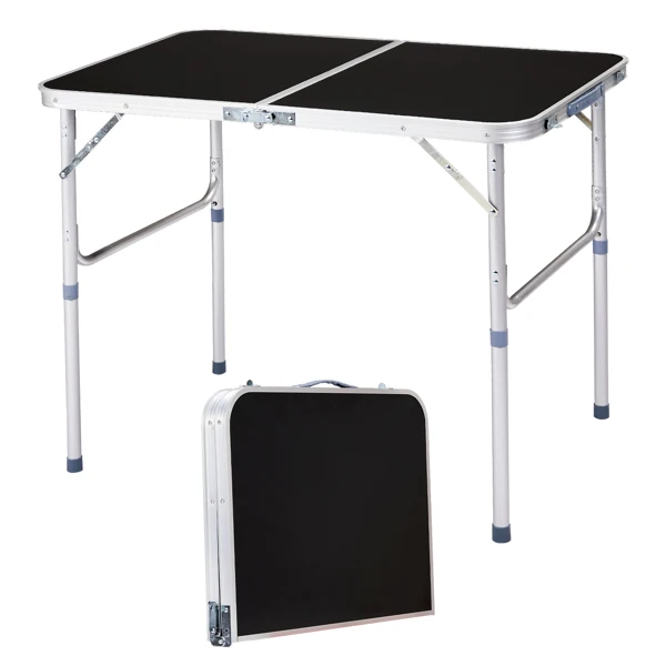 3ft Aluminum Alloy Folding Table Black view 2