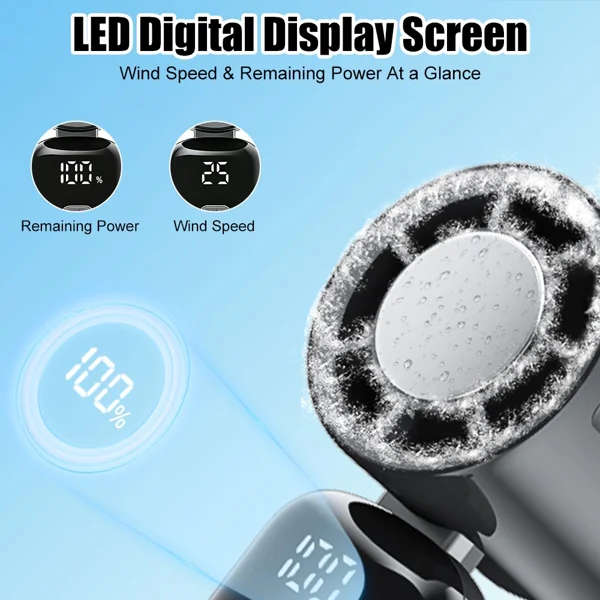 Portable Handheld Mini Turbo Fan In/Outdoor USB Rechargeable Ice Cooling Fans w/LED Display Fan view 3
