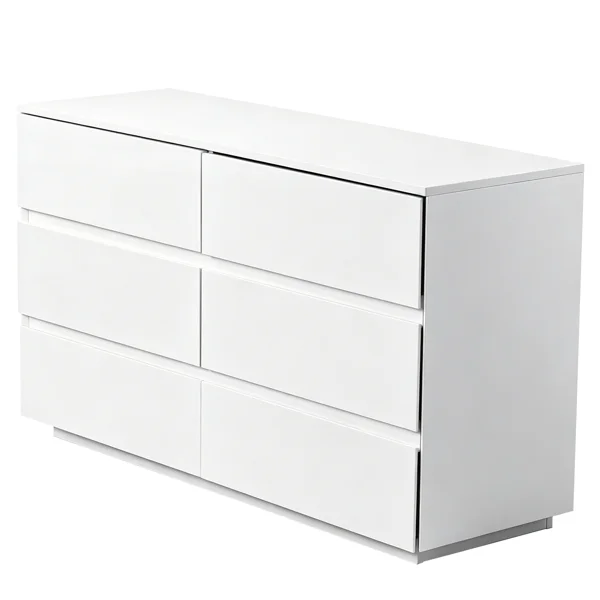 Handle-Free 6-Drawer Storage Cabinet Chest of Drawers with USB-Powered RGB LED Strip 47.24*15.75*27.56in High-Gloss White view 4