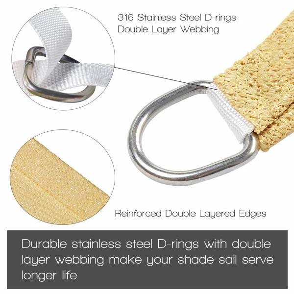 6'X8' sand-colored HDPE sunshade sail view 3