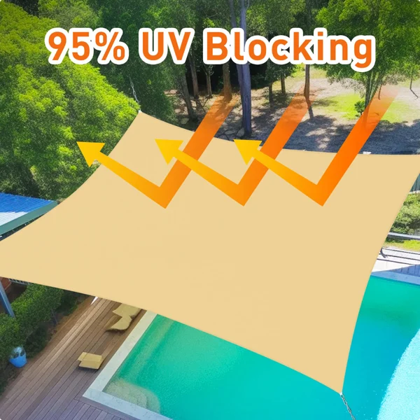 6'X8' sand-colored HDPE sunshade sail view 5