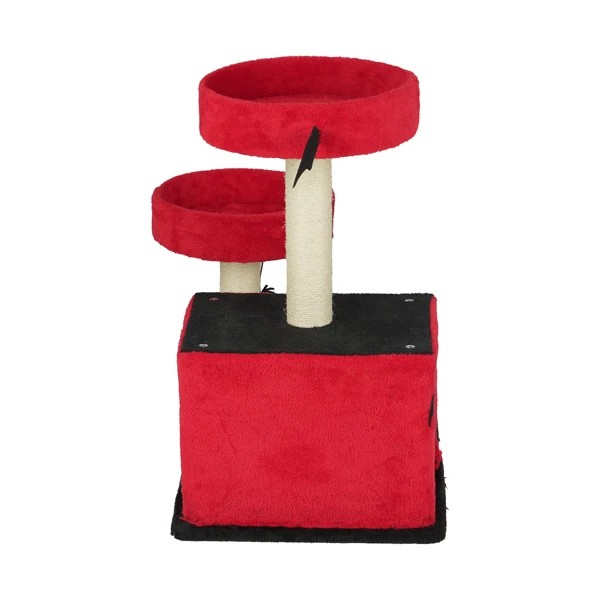 26" Gothic Cat Tree, Cat Tower with Spacious Cat Condo, 2 Padded Perches, Spider Toy, Scratching Posts, Scratching Ladder for Large Cats, Red & Black view 2