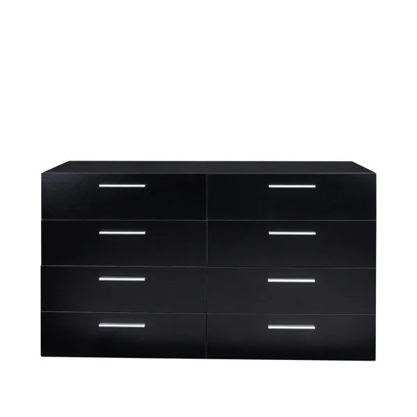 8 Drawer Double Dresser for Bedroom, Wide Storage Cabinet for Living Room Home Entryway, Black view 2