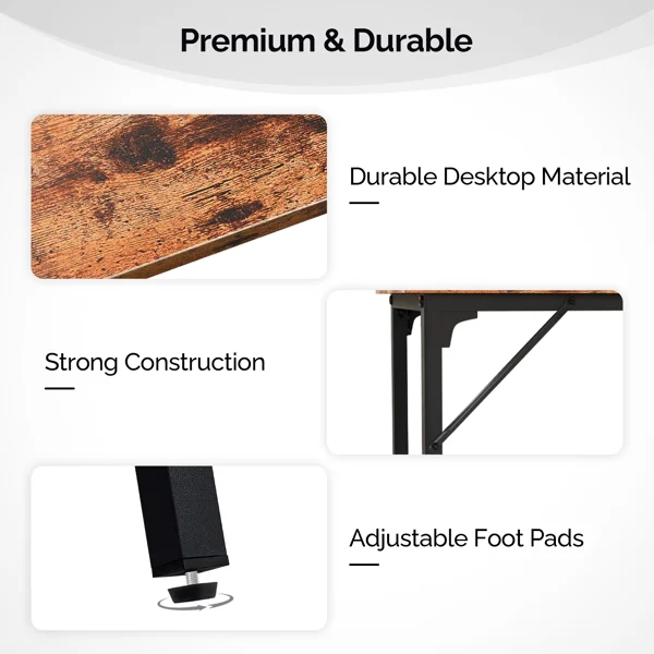 71-Inch Bar Table (Brown) - 209 lbs Capacity Pub Height Table with Durable MDF Top & Metal Frame, Ideal for Kitchen/Bar Counte view 2