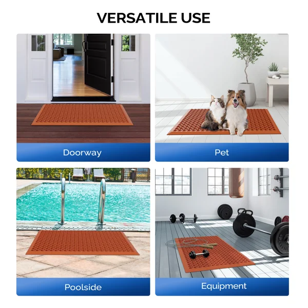 Red Rubber Floor Mat, 60*90*1cm, Anti-Fatigue & Durable view 6