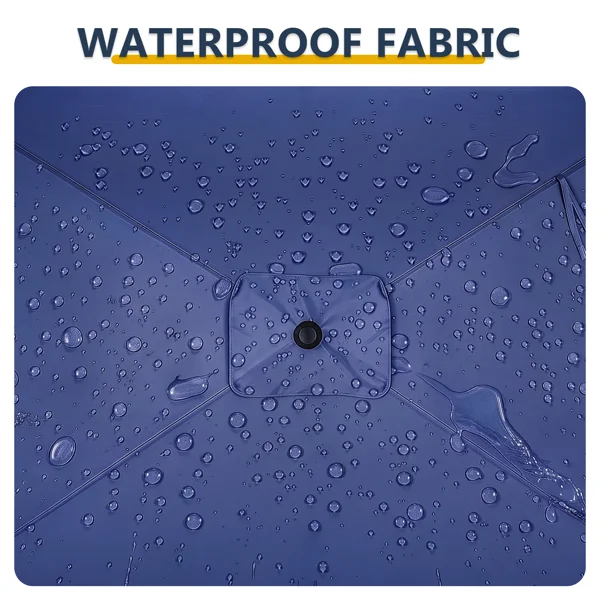 10 x 6.5 FT Square Patio Umbrella, Tilting Outdoor Sun Umbrella with 6 Iron Ribs and Iron Central Pole, Polyester Fabric Outdoor Shade Umbrella Navy Blue view 6