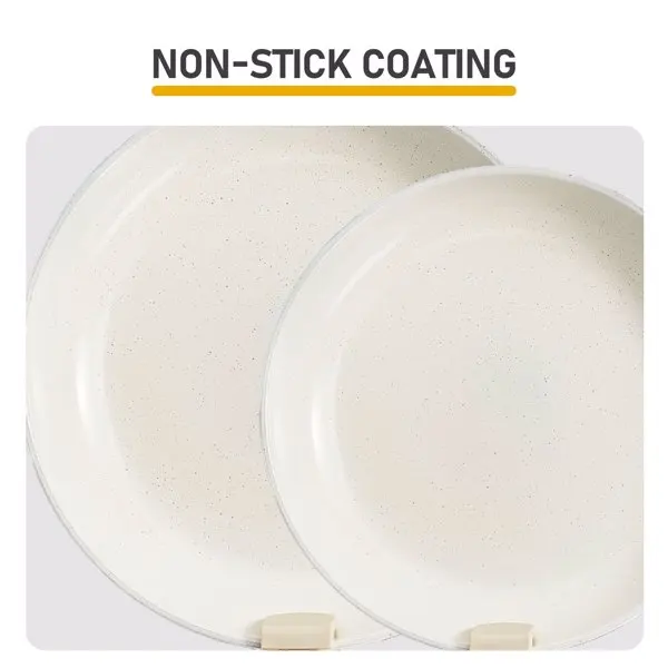 22-Piece Non-Stick Cookware Set, 6 Pots & 3 Lids, Removable Handles, Oven & Dishwasher Safe, Includes 28cm Soup Pot, Cream White Aluminum view 5