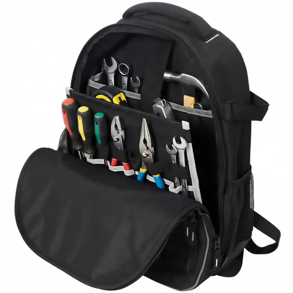 Oxford Cloth Multifunctional Tool Backpack, Heavy-Duty Tool Bag with Multiple Pockets for Electricians and Technicians view 3