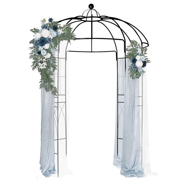 207*207*270cm Courtyard Wrought Iron Gazebo Iron Arch Black view 6