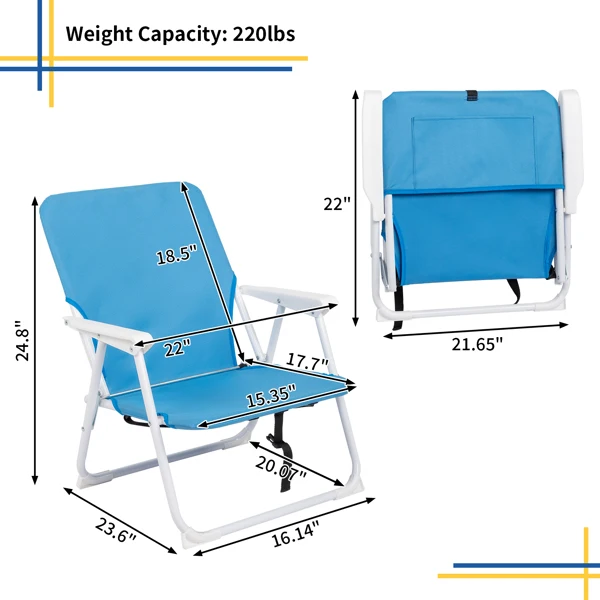 Oxford Cloth Iron Outdoor Beach Chair Blue view 6