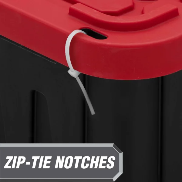 (2 pack)40 Gallon Extra Large Storage Bin with Snap Lid, Black and Red, Heavy Duty Plastic Storage Container view 3