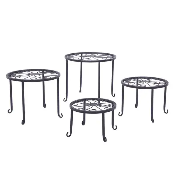 4 Plant Shelves with 4-1 Round Pattern in Black Baking Paint (Yh-Cj009) view 3