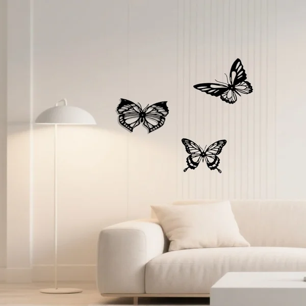 CIFbuy™ Graceful Insect Metal Wall Accents 3 pcs Featuring Black Dragonfly Hummingbird Butterfly Designs Delicate Hanging Wall Decoration for Gardens view 3