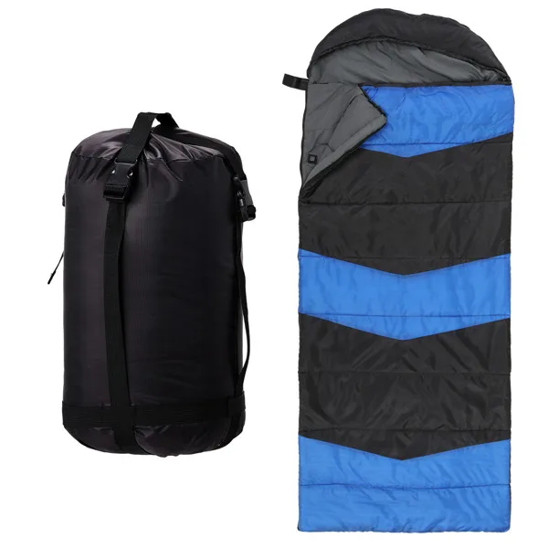 Rectangular Heated Sleeping Bag, Lightweight Sleeping Bag with Multi USB Powered Heating Pads, Waterproof Compact Envelope Sleeping Bag for Backpacking Hiking, Blue view 6