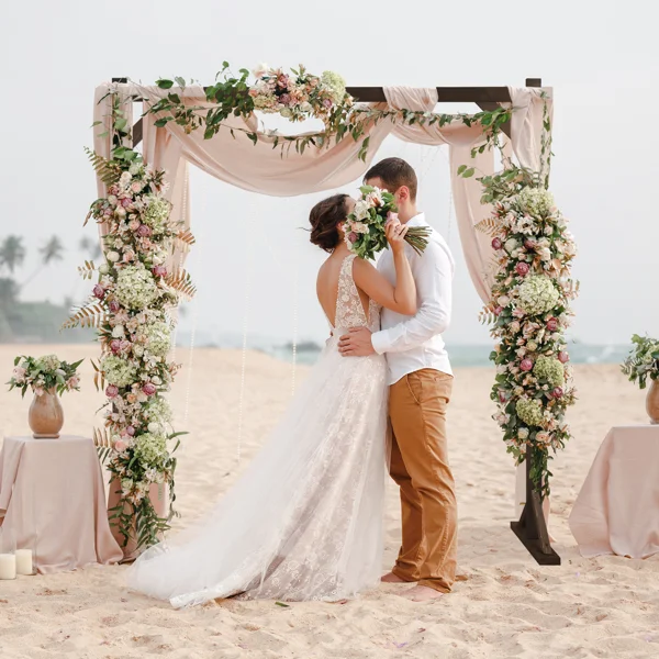 7.2FT Wooden Wedding Arch, Square Wood Arch Wedding Arbor Backdrop Stand for Indoor Outdoor Ceremony Party Proposal Scene Garden Beach Forest Rustic Boho Decoration view 4