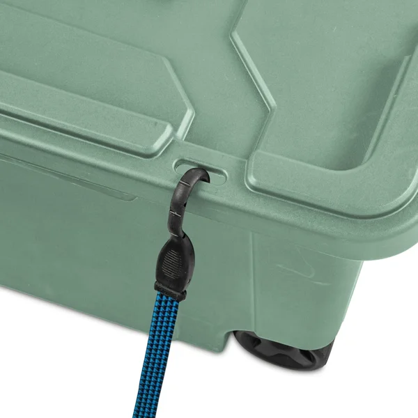 40 Gallon Durable Plastic Storage Tote with Latching Lid and Pull Handle, Green, 2 Pack view 5
