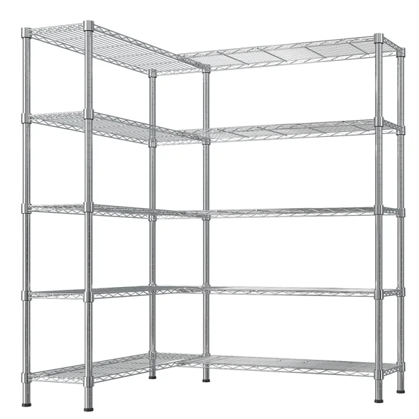 5-layer double row, freely adjustable layer spacing, with adjustable feet, display stand, iron, 147*35*180cm, chrome-plated view 3