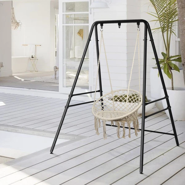 133*137*180cm Wrought Iron Four-Legged Standing 200kg Three Rings Hanging Chair Frame Black view 2
