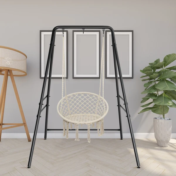 133*137*180cm Wrought Iron Four-Legged Standing 200kg Three Rings Hanging Chair Frame Black view 3